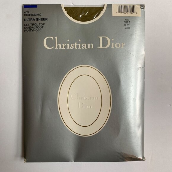 Christian Dior Vintage Diorissimo Ultra Sheer Pantyhose Sandalfoot Control Top 4 - Picture 1 of 5